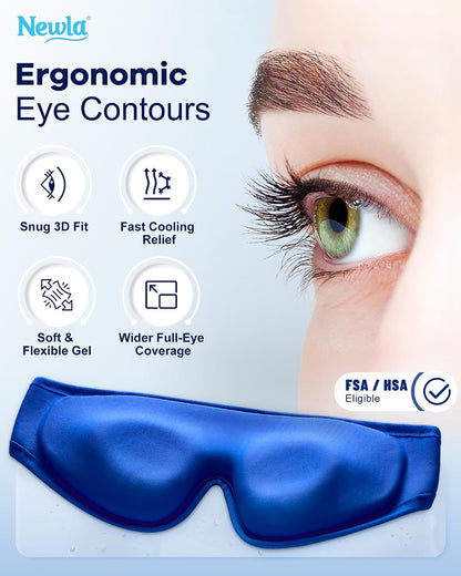 Cooling Gel Eye Mask for Puffy Eyes, Larger Full-Eye Contour Cold Compress | Ice-Cold Gel Therapy, Forehead & Upper Cheek Cooling Relief, Reusable Ice Pack for Eyes, FSA Eligible Items HSA, Black