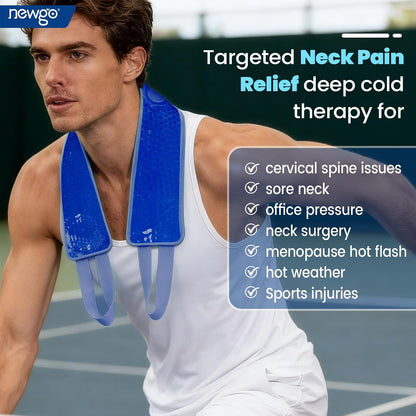 NEWGO Ice Pack for Neck Pain Relief, FSA Eligible, Blue | Double-sided Material, Neck Ice Wrap for Cervical Pain, Office Pressure, Sports Injuries, and Swelling, 24.8" x 4.13"