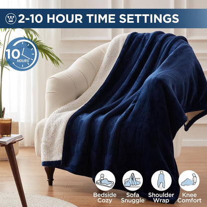 Westinghouse Heated Throw Blanket, 50"x60", Charcoal, ETL Certified