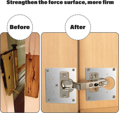 Cabinet Door Hinge Repair Plate, Saisn 4 Pack Stainless Steel Hinge Repair Reinforce Bracket Kit Kitchen Cupboard Hinge Door Fixing Plate with Mounting Screws