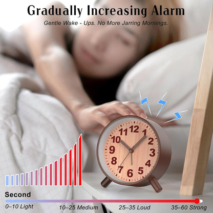 Analog Alarm Clock Night Ligh Battery Operated for Bedroom
