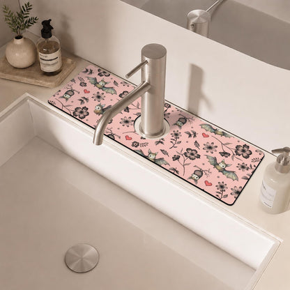Light Brown White Checkered Kitchen Sink Splash Guard Faucet Mat,Faucet Non-Slip Absorbent Mat,Farmhouse Sink Splash Guard Behind Faucet for Kitchen Bathroom, 15"x5.5"