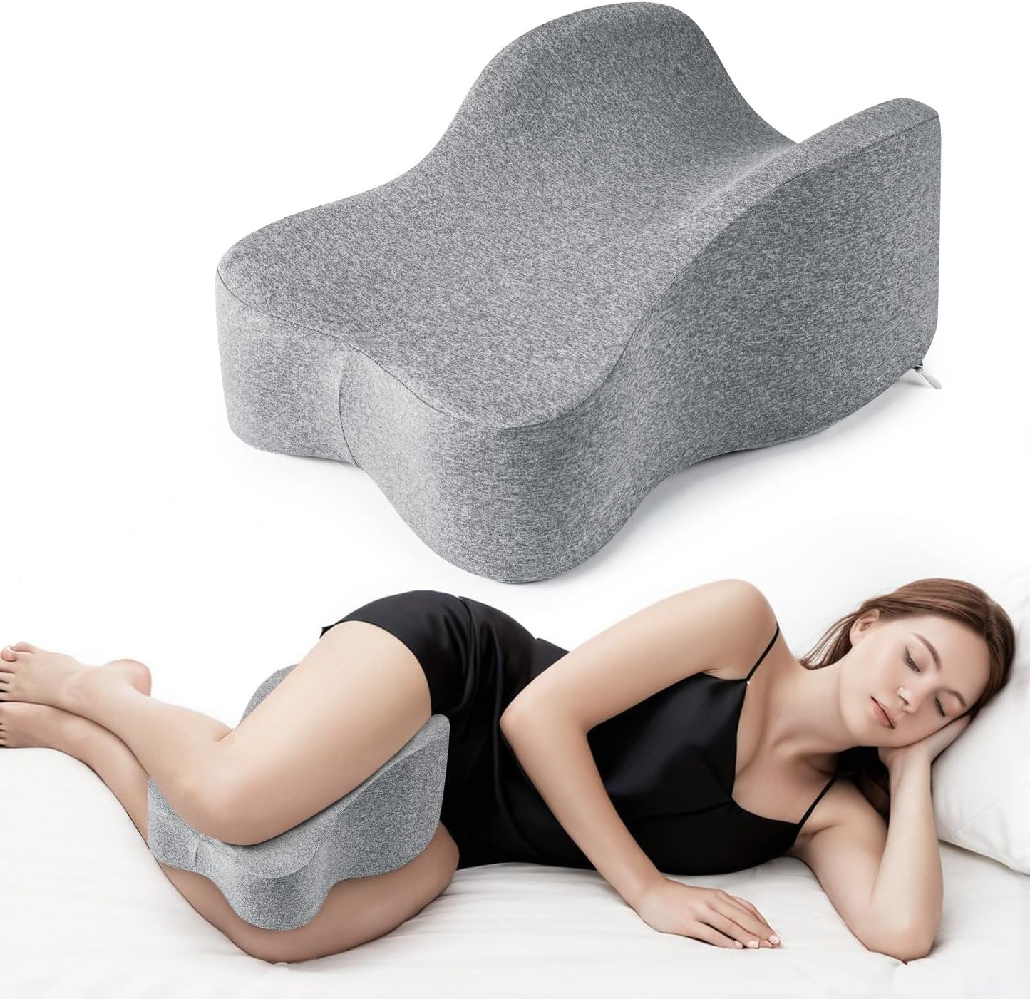 Long Knee Pillow for Side Sleepers Separates Full Thighs for Alignment | Memory Foam Leg Pillow for Knees,Hips, Back Pain Relief When Side Sleeping Spine Alignment Support for Knee Surgery Recovery