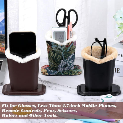 Weewooday 6 Pack Plush Lined Eyeglass Holder Stand Leather Case,Lovely | Glasses Holder for Nightstand, Reading Stand with Tray Base, Faux Leather Exterior, Soft Interior, Organizes Eyewear