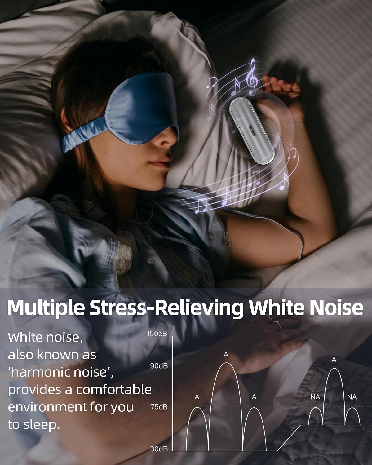 Under Pillow Speaker Bluetooth for Sleeping: Private White Noise Speaker with Bone Conduction for Sleep -Silver