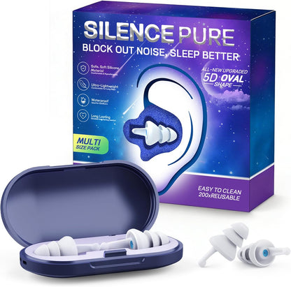 Ear Plugs for Sleeping, 35dB Reusable Soft Silicone Earplugs