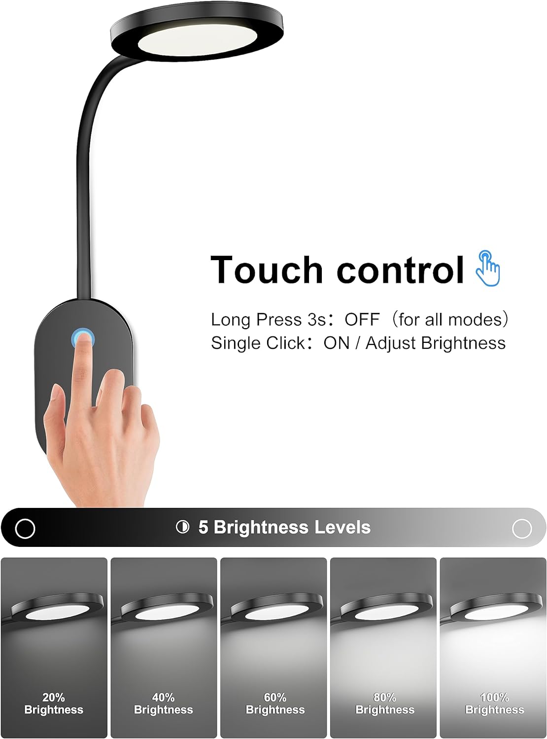 deeloop LED Wall Mounted Reading Light for Bed, Book Light for Wall Bedside Lamp with USB Output, 4 Hour Auto-Off Timer Lights，Eye-Caring Reading Lamp with 5 Dimmable 360° Rotation Headboard Light | Five dimmable levels and a 360° adjustable head direct
