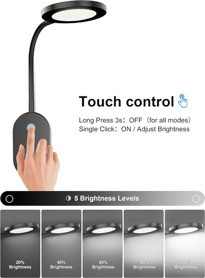deeloop LED Wall Mounted Reading Light for Bed, Book Light for Wall Bedside Lamp with USB Output, 4 Hour Auto-Off Timer Lights，Eye-Caring Reading Lamp with 5 Dimmable 360° Rotation Headboard Light | Five dimmable levels and a 360° adjustable head direct