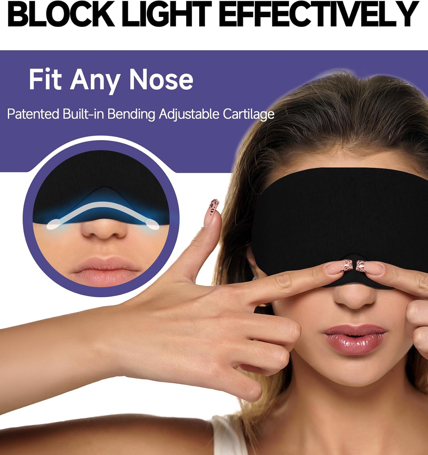 Mavogel Cotton Sleep Eye Mask, Light Blocking with Adjustable Nose Bridge | Updated Design, Soft and Comfortable Night Eye Mask for Men Women, Eye Blinder for Shift Work, Includes Travel Pouch, Grey