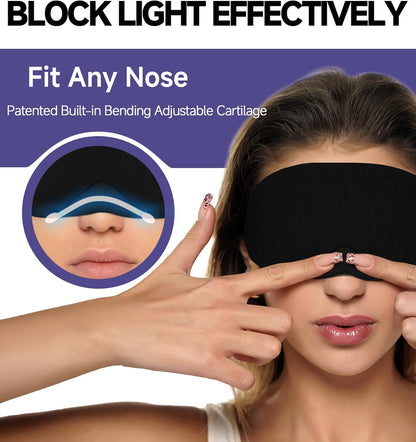 Mavogel Cotton Sleep Eye Mask, Light Blocking with Adjustable Nose Bridge | Updated Design, Soft and Comfortable Night Eye Mask for Men Women, Eye Blinder for Shift Work, Includes Travel Pouch, Grey