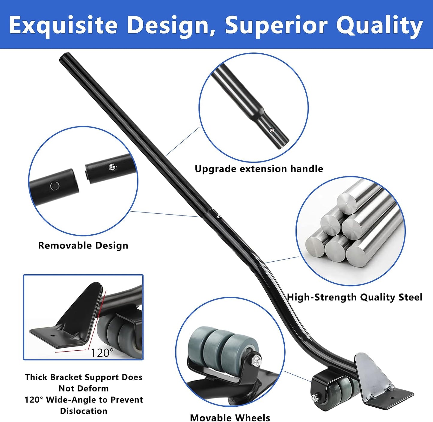 Furniture Metal Lifters for Sofa Refrigerator Washing Machine, 6PCA | Furniture Lifter Tool, Lifts Up to 400 Lbs, Wheels Easily Safe to Move Sofa, 4 Raise Blocks, 2 Protective Pads