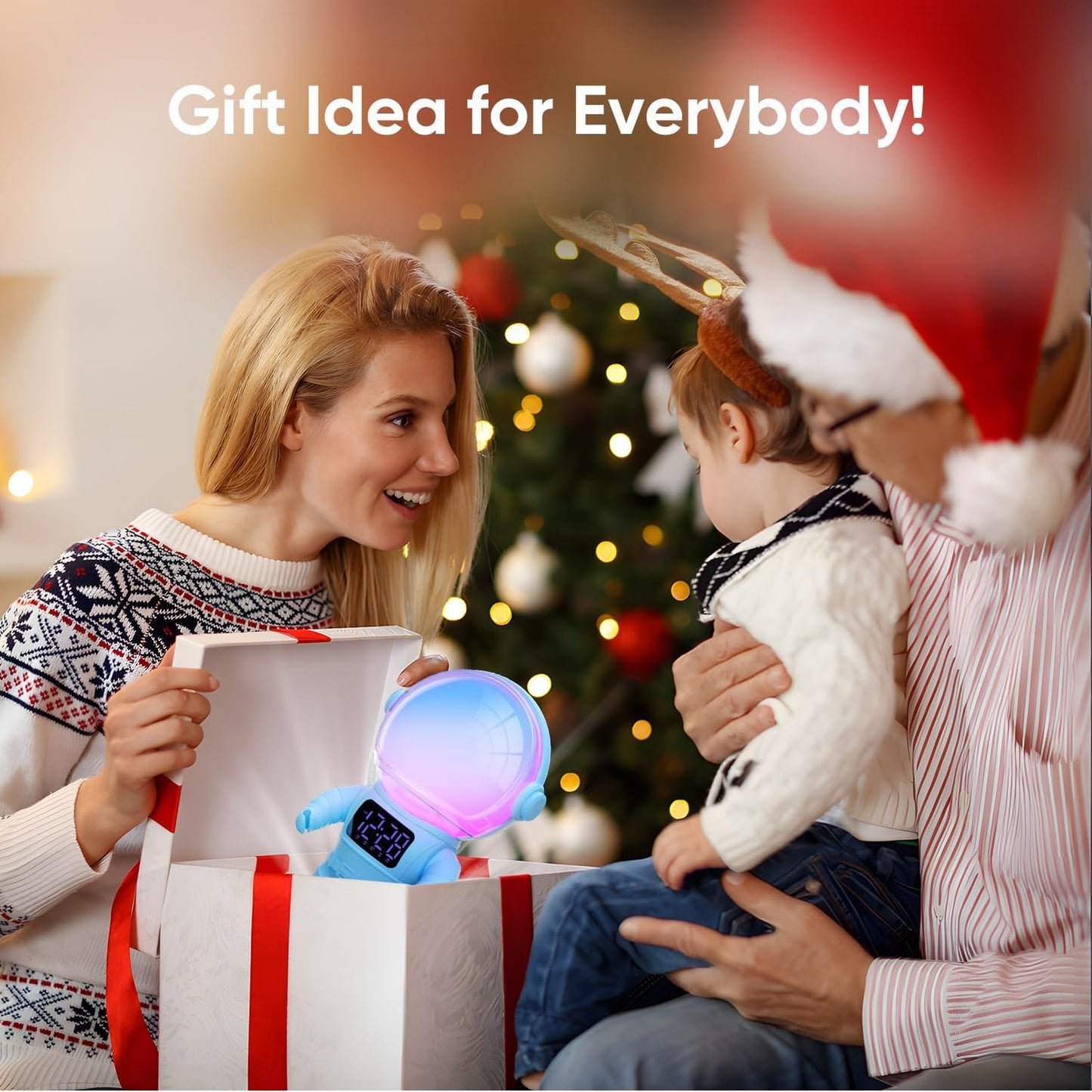 AFEXOA Astronaut Sunrise Alarm Clock with Wake Up Light for Kids | 30 Soothing Sounds White Noise Sound Machine, 22 Dimmable Nightlights, Bluetooth Speaker, Dual Alarm Clock for Bedroom/Adults