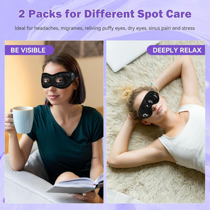 LEOSTEP 4 PCS Cooling Eye Mask Set - Ice Face Mask with Camellia Essential Oil, Cold Eye Compress and Reusable Gel Pads for Eyes Puffiness, Migraine Headache, Dark Circles, Dry Eyes