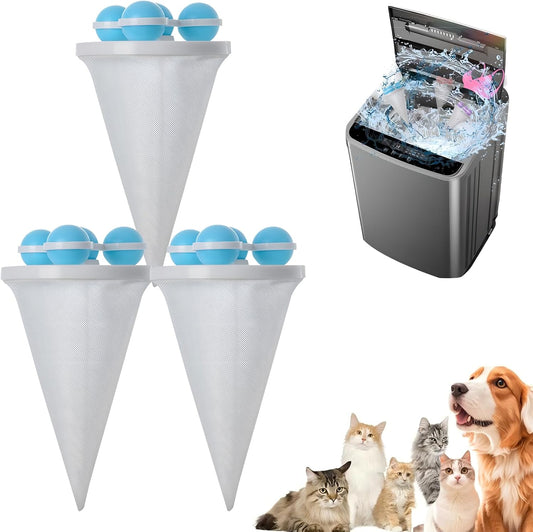 3PCS Washing Machine Lint Catcher, 2026 New Floating Mesh Laundry Filter Bags, Pet Hair Catcher for Washing Machine, Floating Hair Collector for Clothes Cleaning (Blue)