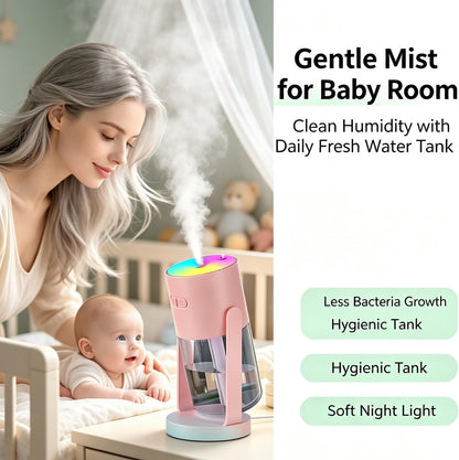 UEISODC bedroom humidifier, desktop USB humidifier, car air freshener, relieves tight skin, cough, nasal congestion, allergies and dry air，With automatic shutdown, silent operation