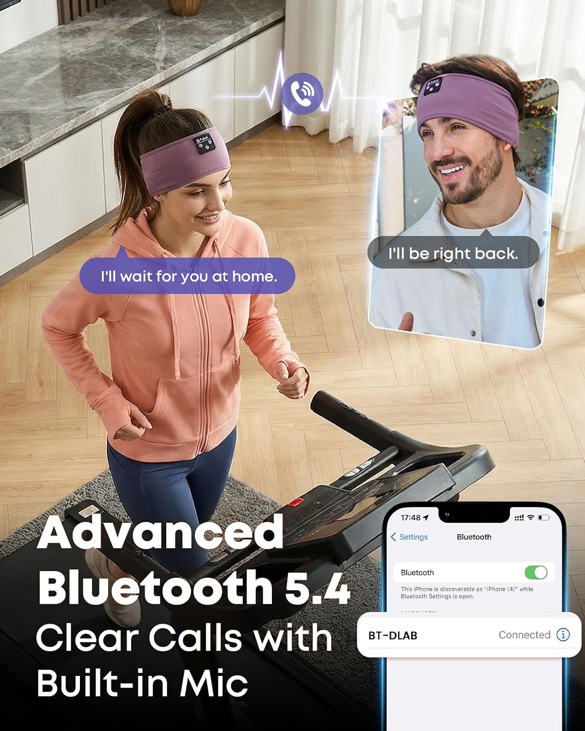 Sleep Headphones Bluetooth 5.4 Headband, Wireless Sleep Headphones with Ultra-Thin HD Stereo Speakers for Side Sleepers, Sweatproof Sports Headband for Workout Yoga Running Cool Gadget Unique Gifts