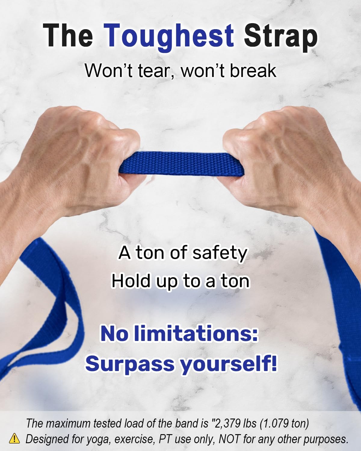 Stretching Strap, 10-Loop Non-Elastic Yoga Strap | Designed for stretching, yoga, Pilates and rehab with 10 loops, durable webbing and a longer 79-inch design