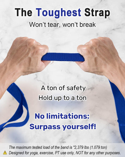Stretching Strap, 10-Loop Non-Elastic Yoga Strap | Designed for stretching, yoga, Pilates and rehab with 10 loops, durable webbing and a longer 79-inch design