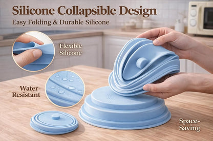 Silicone Microwave Cover, BPA-Free Collapsible Microwave Splatter Cover with Vents & Handle, Dishwasher Safe, Fits 9.5” Plates