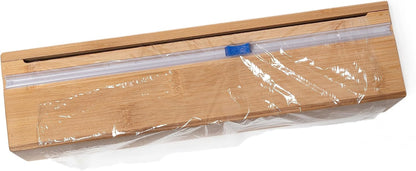Lipper International Bamboo Wood Kitchen Wrap Dispenser with Cutter for Standard 12" Wide Rolls of Aluminum Foil, Plastic Wrap, or Wax Paper, 13 7/8" x 3 3/8" x 3 1/2"