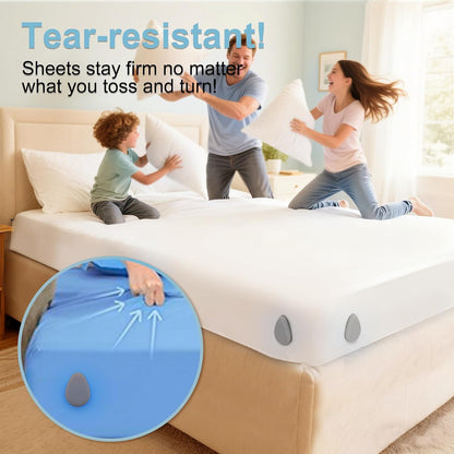 Bed Sheet Holders for Corners: 4 Pack Twist-Lock Clips Keep Sheets Tight Heavy-Duty Grippers Quick Install Fits All Mattresses（Grey）