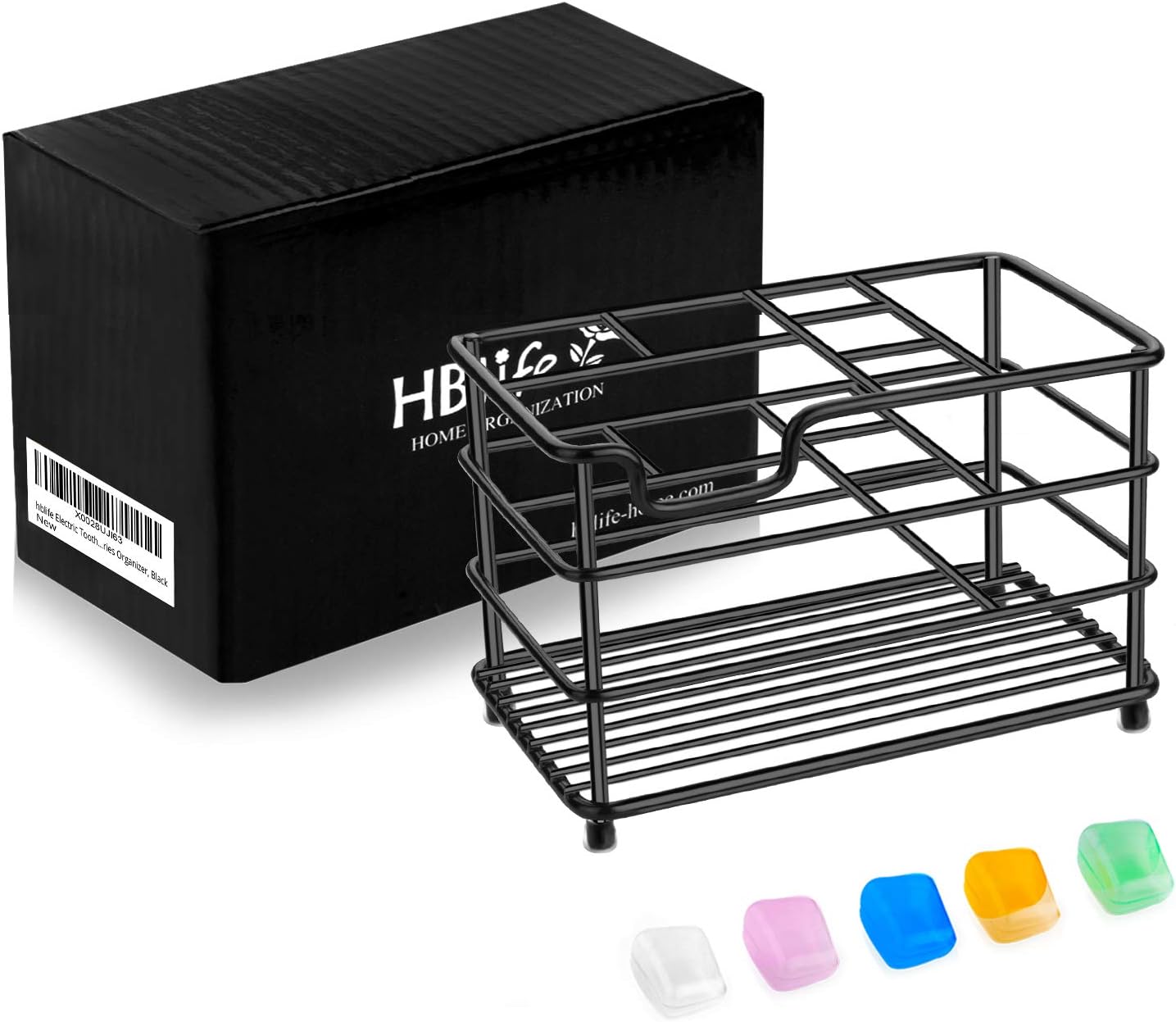 HBlife Toothbrush Holders for Bathroom, 5 Slots Silver Stainless Steel Bathroom Accessories Organizer