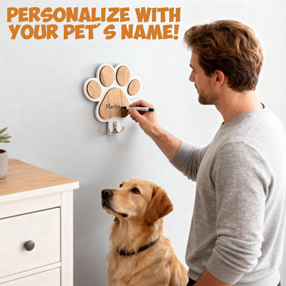 2-Pack Dog Leash Holder, Wooden Paw Wall Hooks for Entryway | Paw-shaped panels add playful pet decor, helping dog owners organize daily essentials without cluttering tables or floors