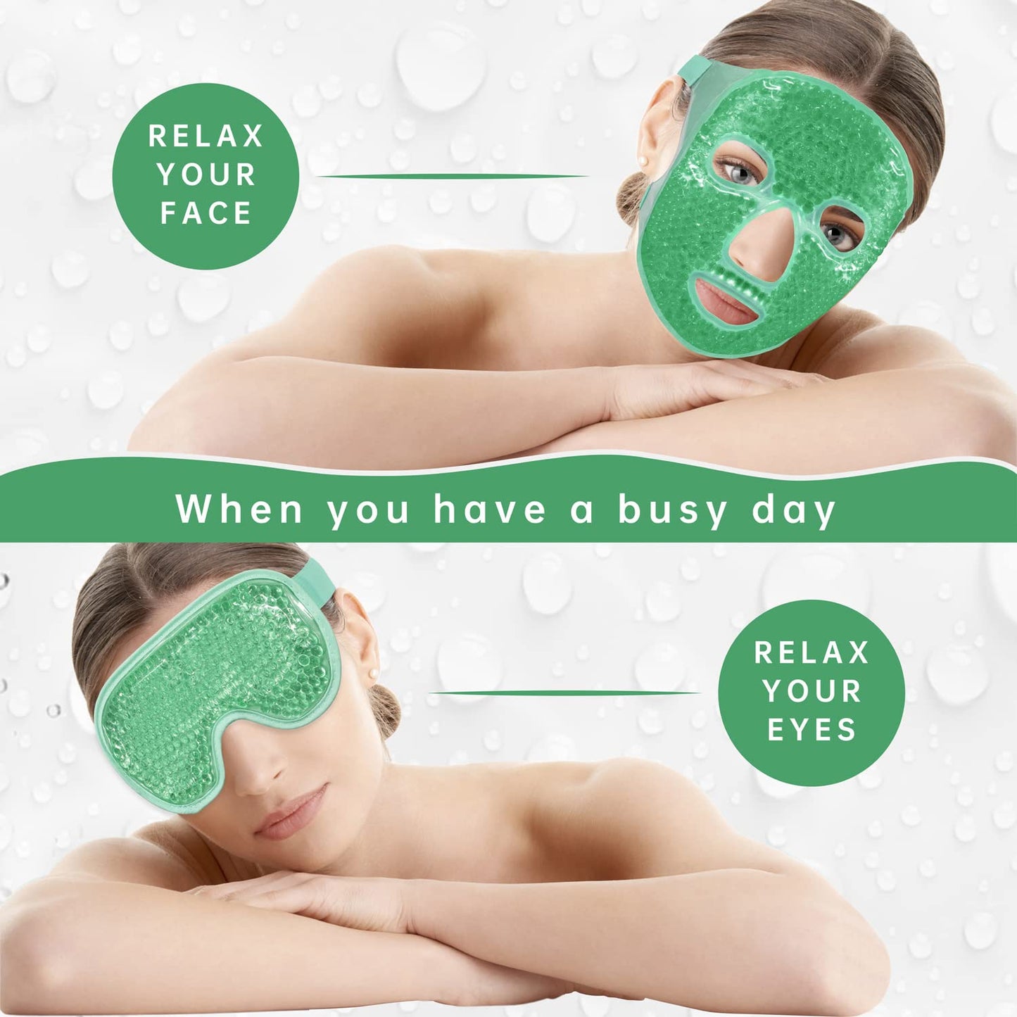 ZNÖCUETÖD Cold Face Eye Mask Ice Pack Reduce Facial Puff, Dark Circles, Hot Cold Compress Pack, Face SPA Gift for Woman Sleeping, Pressure, Headaches, Skin Care, Post Laser Cosmetic Care, Reversible