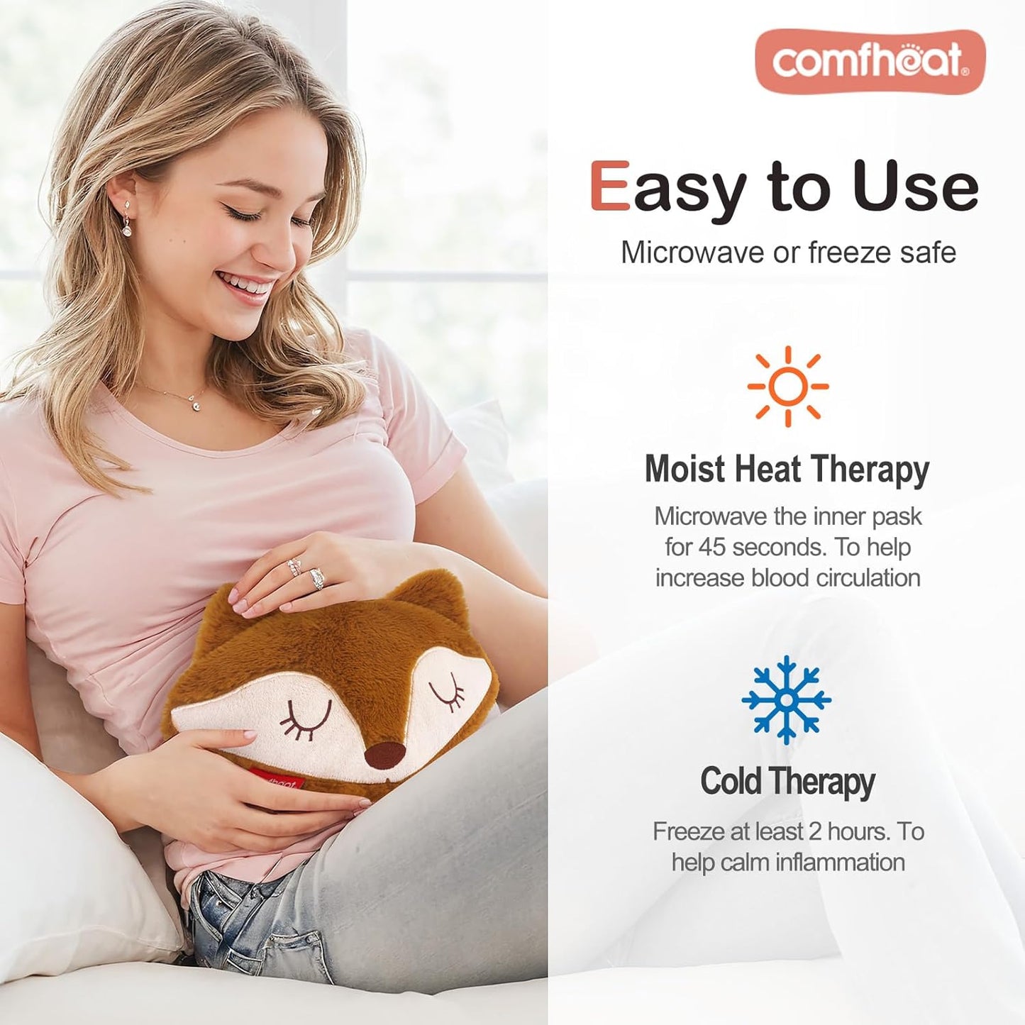 Microwave Unscented Heating Pad for Pain Relief, Moist Heat Pack | Hot Compress for Period Cramps, Shoulder, Muscles, Cute Cloud Plush Heating Pad, Gift for Girl Women, with Washable Cover