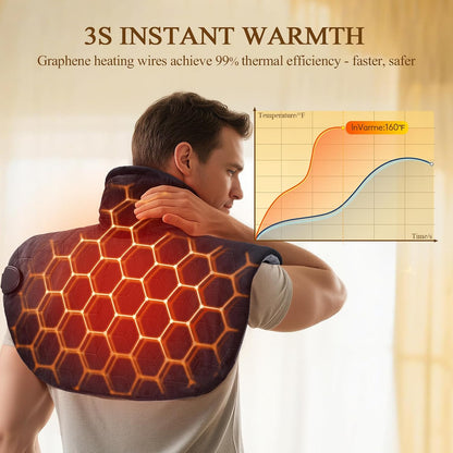 2X Graphene-Infused Heating Pad for Neck and Shoulders and Back | Far Infrared Hottest 160℉ 3s Fast Heat - Relaxation Muscle for Seniors Women Men - 24" x 20" 8 Temps & 4H Auto Off