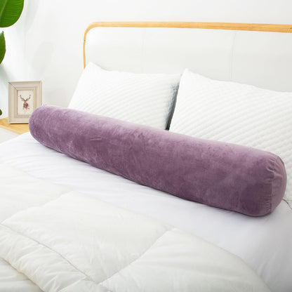 1 MIDDLE ONE Body Pillow for Adults, Bolster Pillow with Removable Velvet Cover, Long Round Cervical Roll Pillow, 35 x 7.87 Inches, Blue