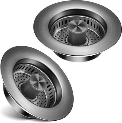 TGOSOMT Kitchen Sink Drain Strainer Stopper, Anti-Clog & Quick Drain | 3-IN-1 Design, Stainless Steel 304, Removable Strainer Basket, Corrosion & Scratch Resistant, Fits US Standard 3-1/2" Drain