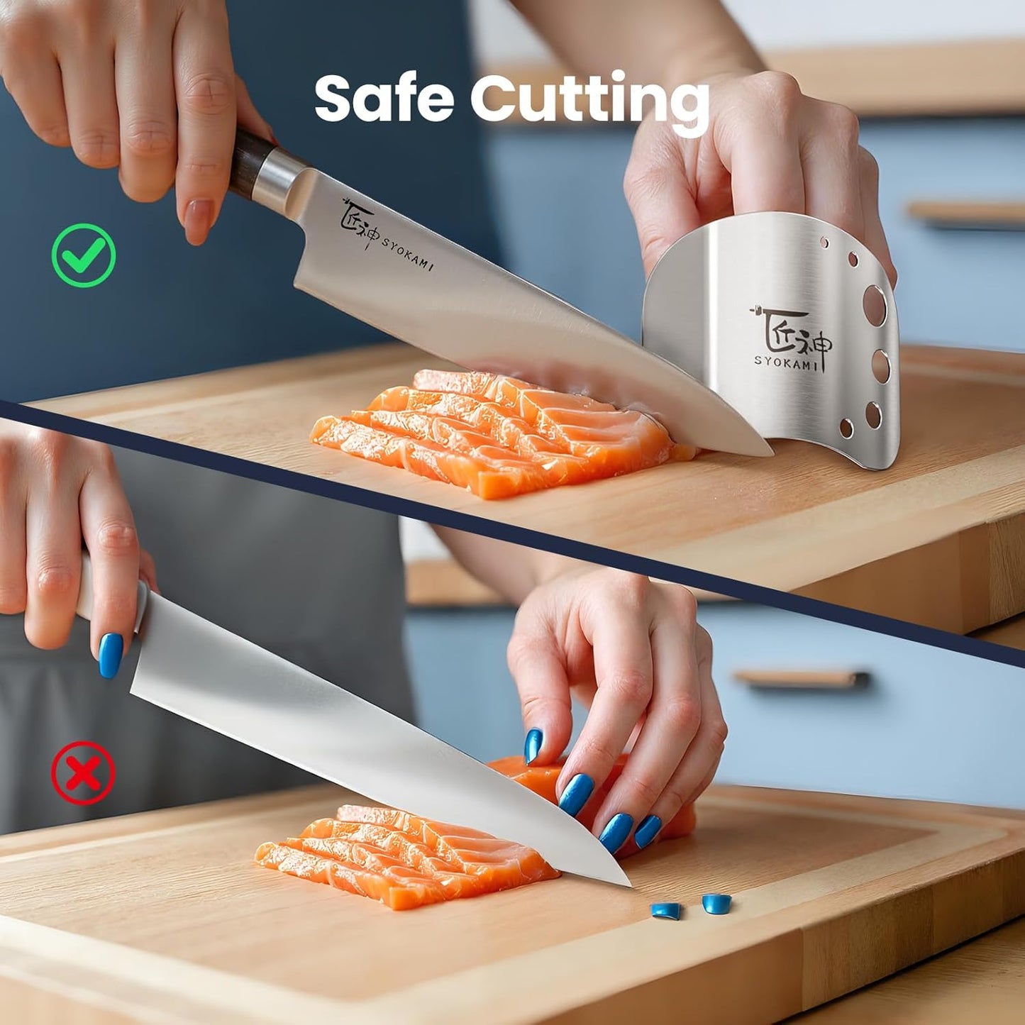 Finger Guards for Cutting Food-Finger Protectors with Herb Stripper | Stainless Steel | 2 Pcs | Adjustable Size | Rose Gold | Protecting Fingers and Nails | Gift Box for Couple Women Mom Wife