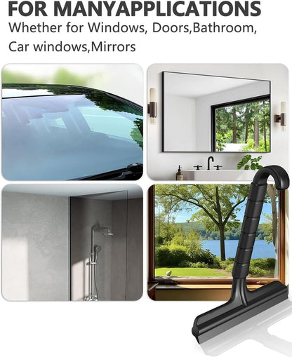 Shower Squeegee for Glass Doors, 8 Inch Bathroom Squeegee for Shower Glass | Silicone Rust-Proof, Streak-Free No Squeak, Shower Door Squeegee with Hook for Shower Glass, Tile Walls, Mirror, Windows, Car