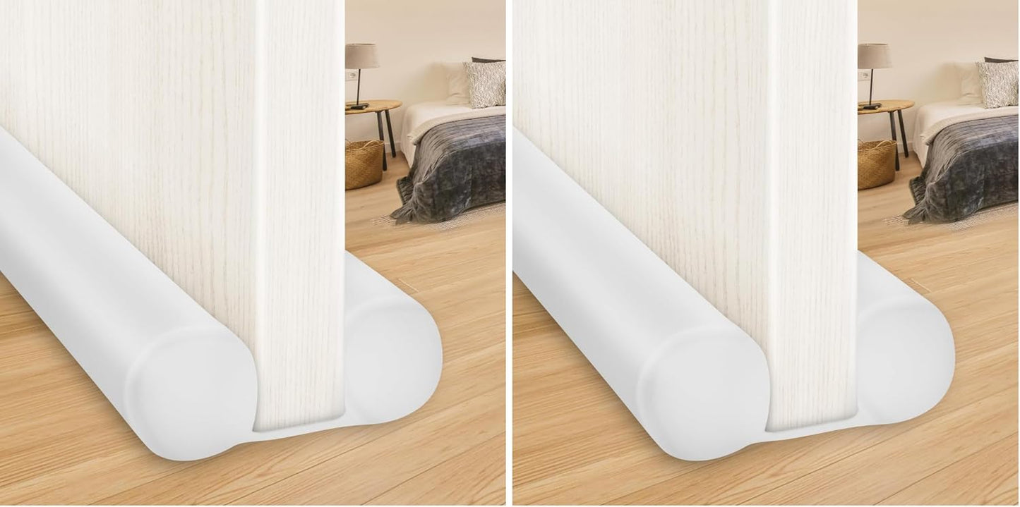 MAXTID Large Door Draft Stopper 30 Inch for Small Bedroom, Fits 1.7" Gaps | Small Size Bedroom Door, Fits 0.5 to 1.7" Gaps, White Under Door Draft Blocker, Seal Gap, Draft Guard for Bottom of Doors