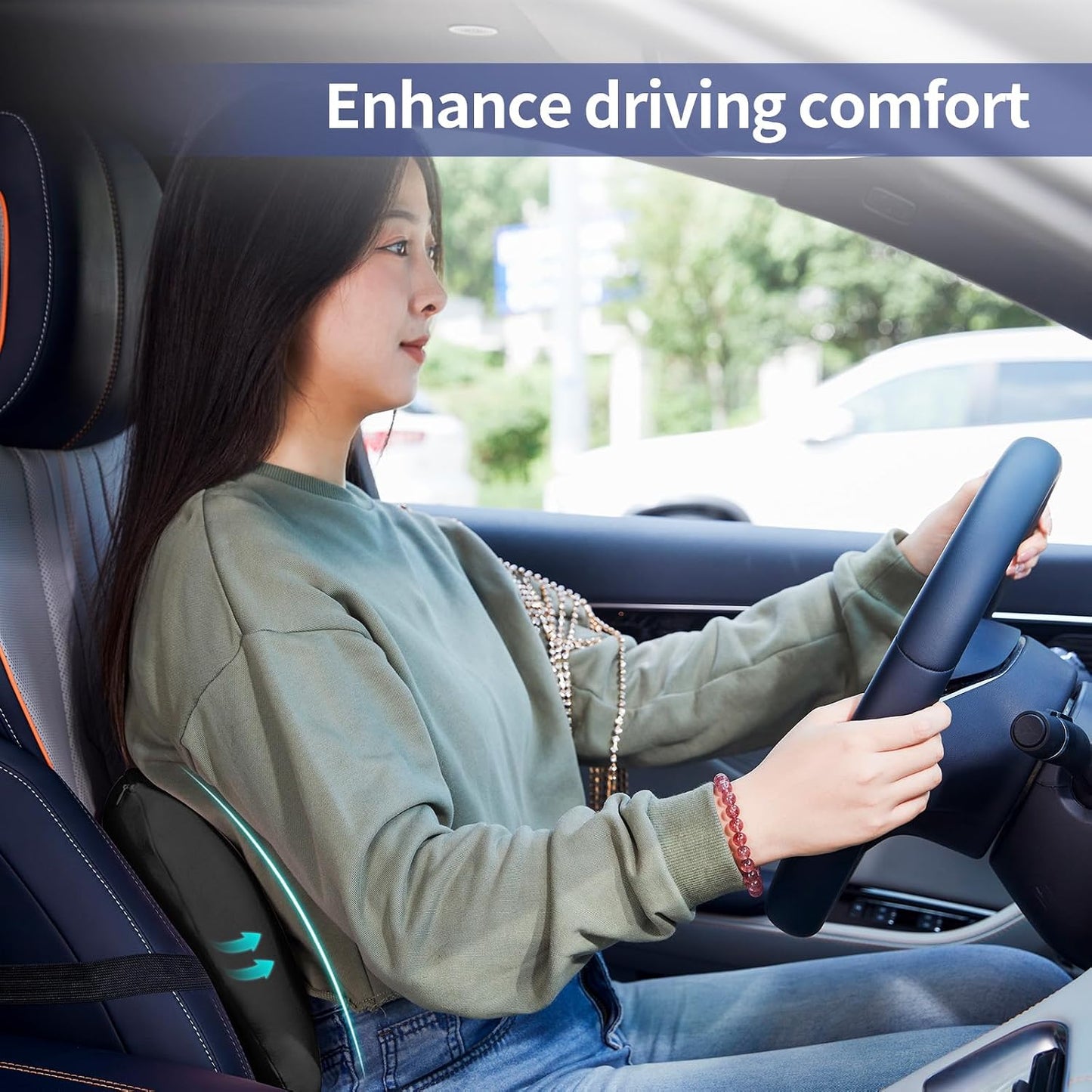 Lumbar Support Pillow for Office Chair, Memory Foam Car Back Cushion | Lumbar Pillow Lower Back with 4d Mesh Cover Adjustable Straps, Ergonomic Chair Back Pillow for Office, Car, Gaming Chairs