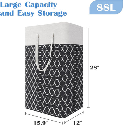 BlissTotes 3-Pack Laundry Basket, Collapsible Laundry Hamper, Grey, 75L | Laundry Clothes Hamper, Hampers for Bedroom, Freestanding Hamper with Handles, Clothes Laundry Basket