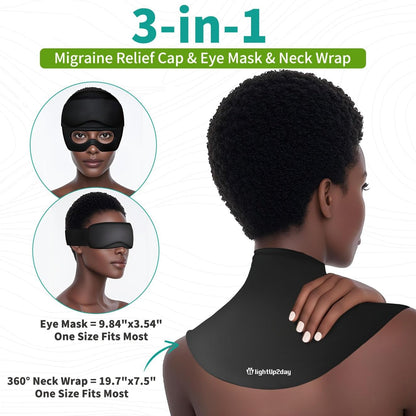 3-in-1 Headache Migraine Relief Cap with Neck Ice Pack Ice Eye Mask
