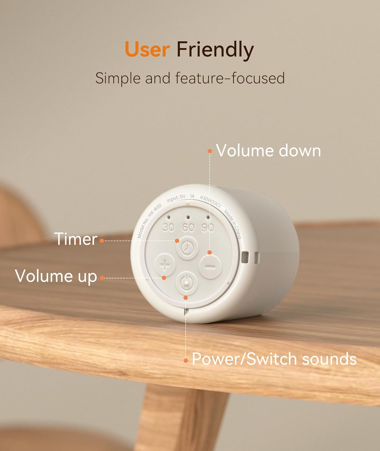 Dreamegg Portable White Noise Machine, 1000mAh Battery, Travel Sleep, Cream | Egg-Sized, 16 Sounds, USB-C, Timer, Baby & Adults, Office Privacy, Gift Use