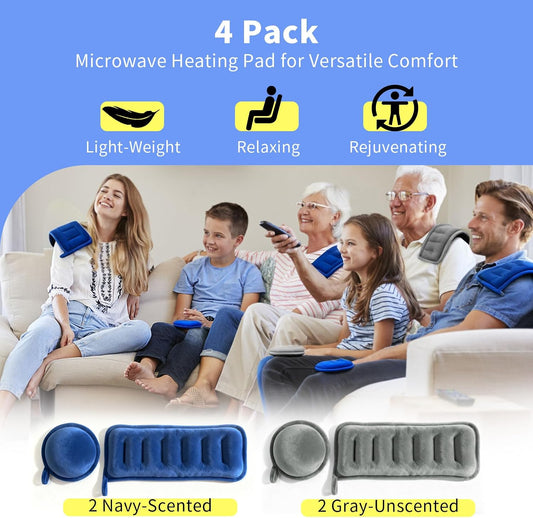 Small Microwave Heating Pad 4 Pack Rice Hot Pack with Moist Warm Compress Packs Microwavable for Relaxing Warmth Reusable Bean Bag Compresas Calientes Scented and Unscented