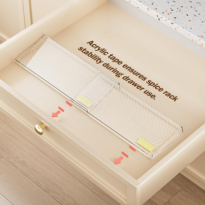 Spice Drawer Organizer, 8 Pack Clear Seasoning Organizer Rack | Expandable From 11" to 22" Wide, Kitchen Spice Rack Organizers for Drawer, Countertop, (Jars Not Included)