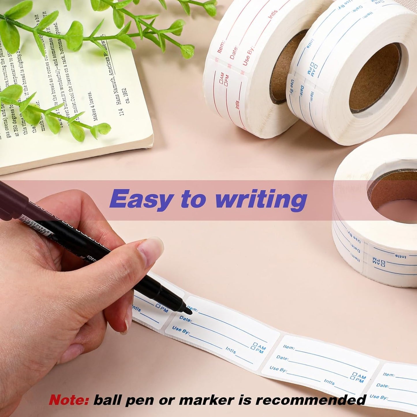 8 Rolls 4000 Pcs Removable Freezer Labels for Food Containers | 1 x 2 Inch No-Residue Food Labels Easy to Write On Foods Date Label Stickers for Kitchen Restaurants Grocery Stores Markets
