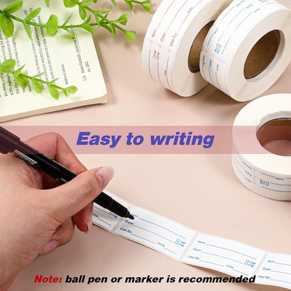 8 Rolls 4000 Pcs Removable Freezer Labels for Food Containers | 1 x 2 Inch No-Residue Food Labels Easy to Write On Foods Date Label Stickers for Kitchen Restaurants Grocery Stores Markets