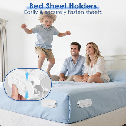 AMOVO Sheet Holders for Corners Keep Fitted Sheet in Place Mattress Straps | Sheet & Mattress Secure, Heavy Duty Sheet Slide Stopper, Easy Installation, Fitted Sheet Clips Gentle on All Fabrics,Matte