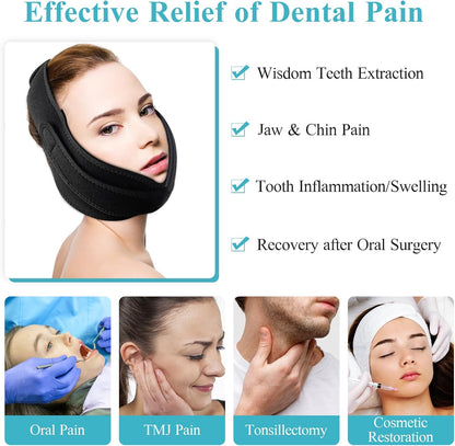 Wisdom Teeth Ice Pack Head Wrap with Dual Compression Straps
