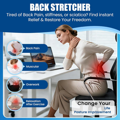 Adjustable Back Stretcher for Lower Back Pain Relief | Lumbar Back Board, Back Cracking Device for Scoliosis, Spinal Decompression, Multi Level Back Massager for Posture Improve