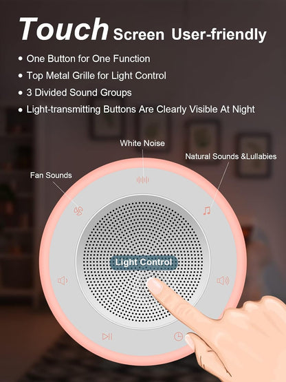 Sound Machine,White Noise Machine for Baby with Night Light, 32 High Fidelity Sounds,Plug in,5 Timers & Memory Feature, Noise Machine for Baby Kids Adults,Home