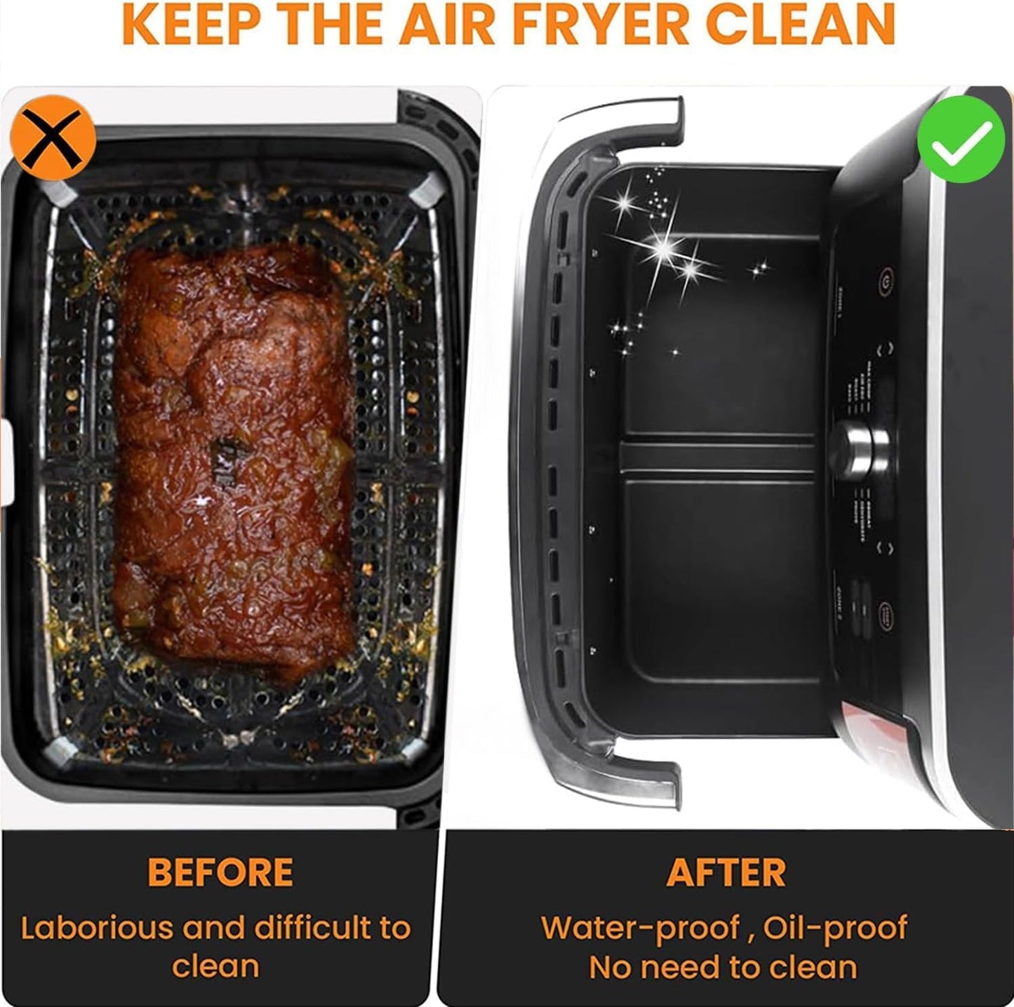Air Fryer Silicone Liners for Ninja DZ071, 3 Pack Reusable 7-QT DualZone Megazone Air Fryer Accessories, 2 Pcs Liners for Dual 3.5QT Baskets 1 Pcs Liner for 7-QT Megazone Basket