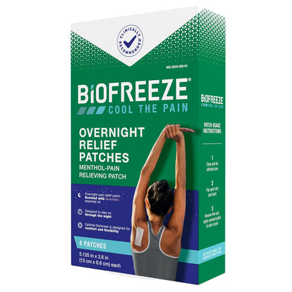 Biofreeze Day & Overnight Pain Relief Patches, Menthol Pain Patches for Arthritis & Muscle Pain Relief, Comfortable & Flexible Fabric Stays in Place, 9 Patches (6 Day, 3 Night)