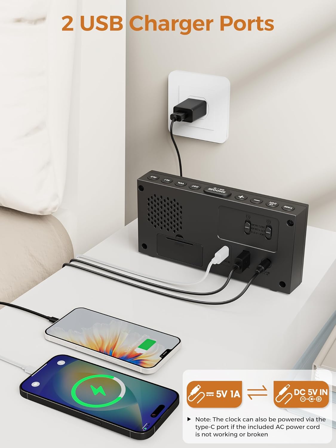 Vibrating Alarm Clock for Heavy Sleepers with Bed Shaker, 116dB Dual Alarms